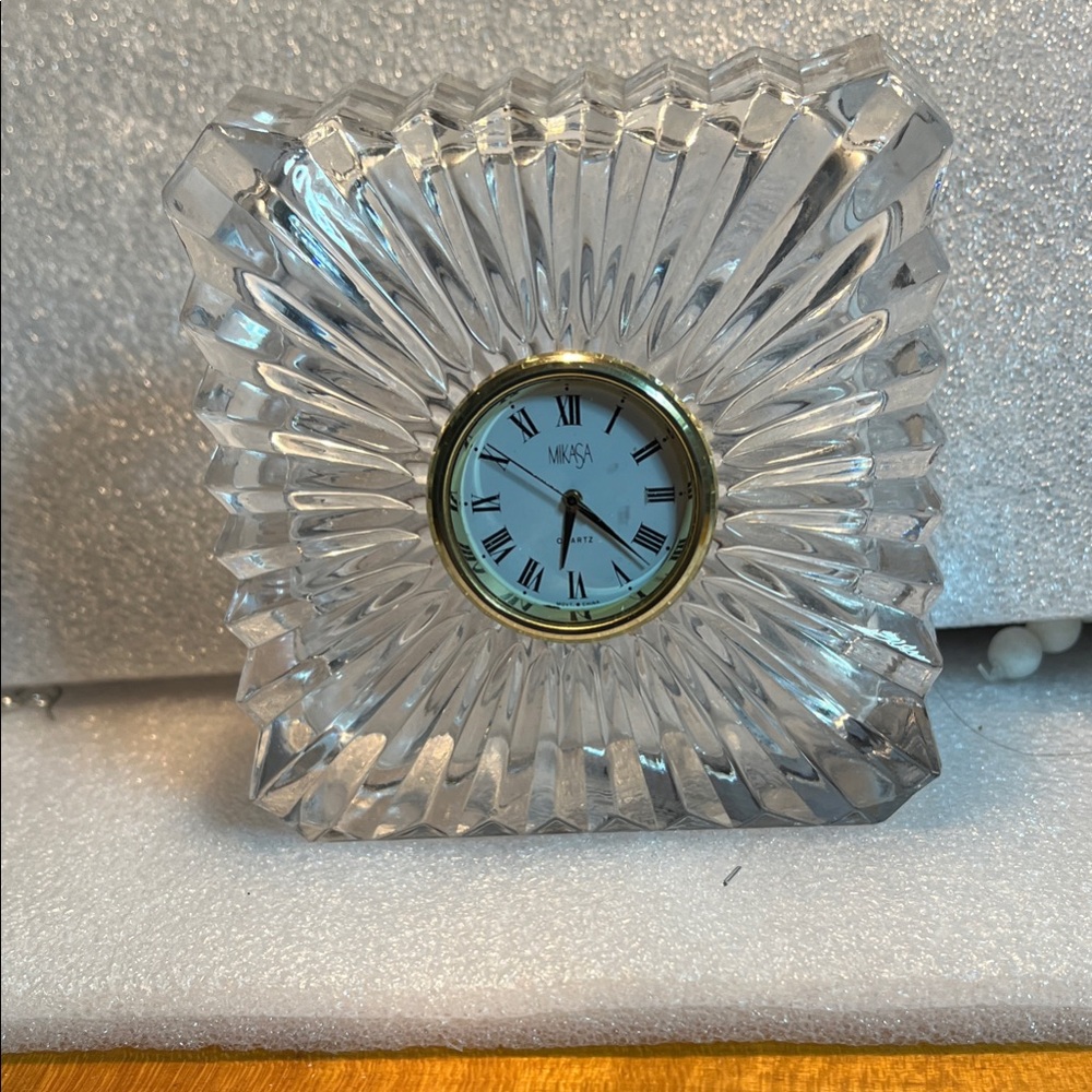 Mikasa Crystal Square Wall Clock with Gold Accents
